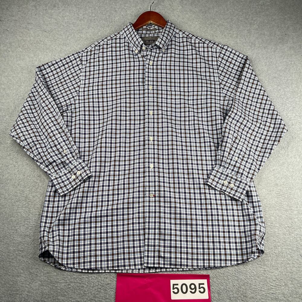 Daniel Cremieux Non iron Shirt Blue Check Casual Button Up Long Sleeve Mens XL